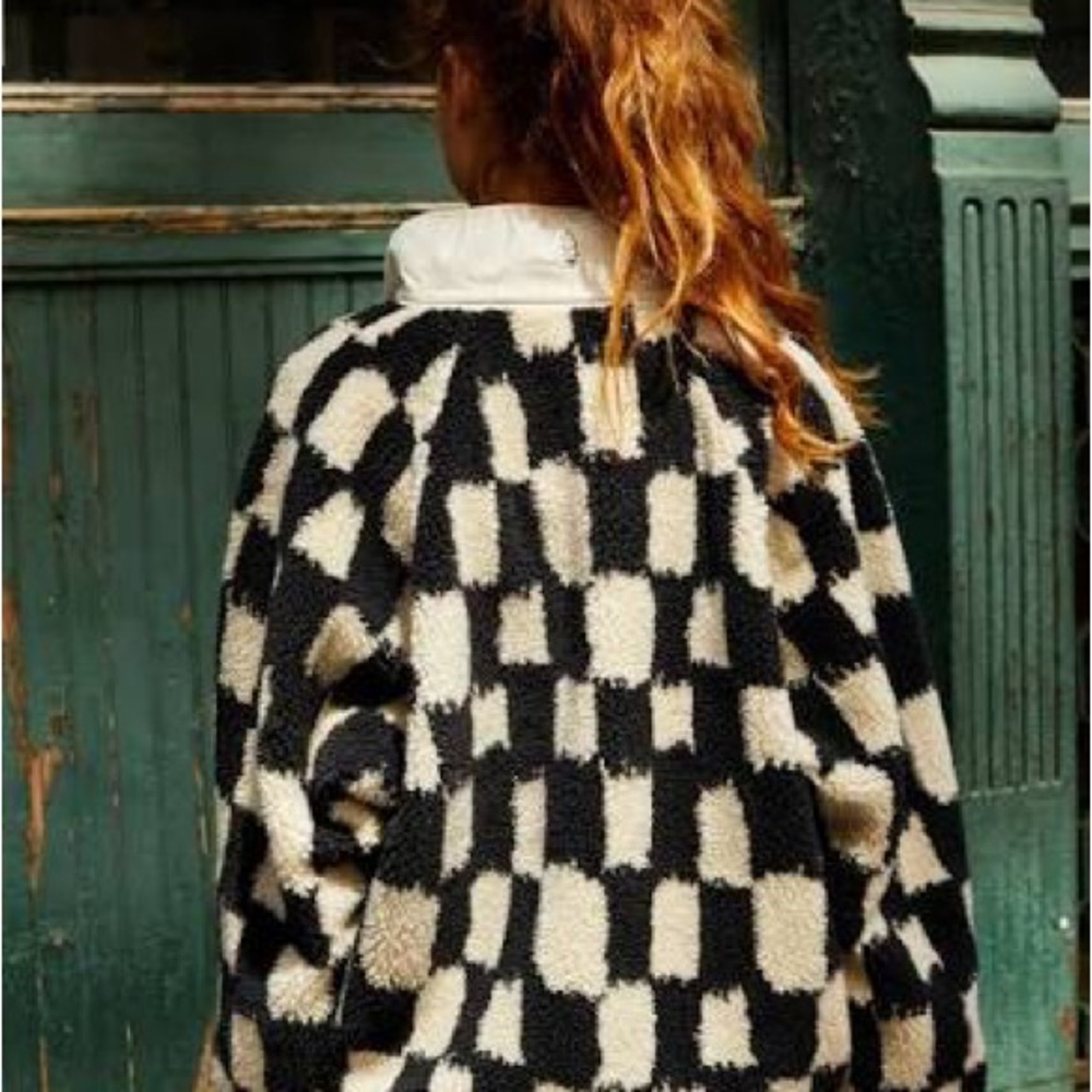 Free People Movement Checkered Black and White Women's Jacket - Picture 3 of 7